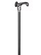 Ossenberg light metal walking stick anatomical grip in black-silver and chrome ring