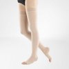 Bauerfeind VenoTrain soft CCL 2 AG Thigh stockings short Haftband Noppe 5 cm weit open toe creme M plus